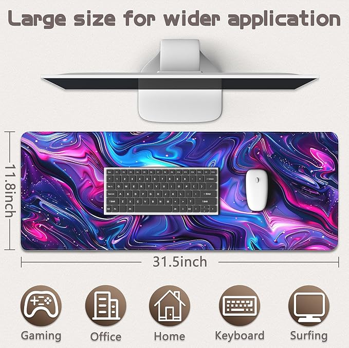 Gaming Mouse Pad - (31.5"×11.8") Topographic Large Mouse Pads for Desk - Desk Mat for Keyboard and Mouse with Non-Slip Base, Desks Pad Matfor Game/Office & Home