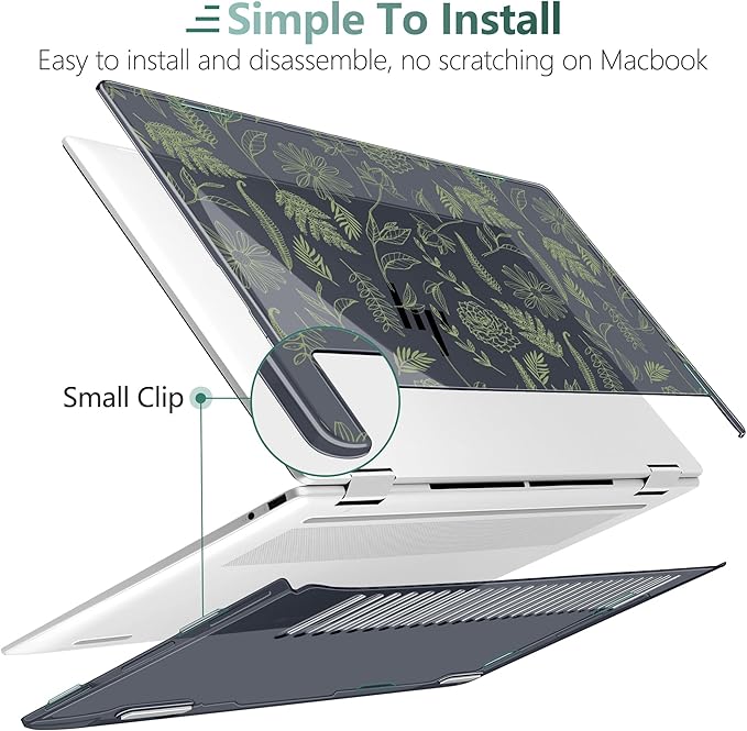 Premium Crystal Case for HP Envy x360 16-inch 2-in-1 Laptop 2024 2025 Release, Floral Patterns Ultra-Slim Lightweight Scratch-Resistant Clear Hard Shell with Professional Protection, Plant Branches