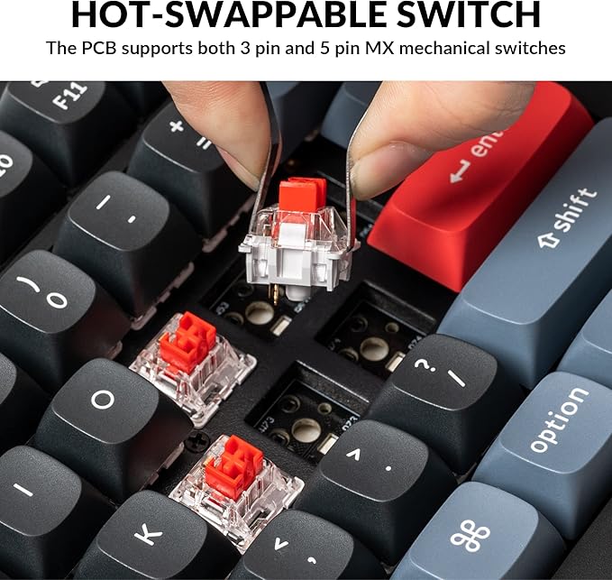 Keychron V6 Wired Custom Mechanical Keyboard Knob Version, Full-Size QMK/VIA Programmable Macro with Hot-swappable Keychron K Pro Red Switch Compatible with Mac Windows Linux Black (Non-Transparent)