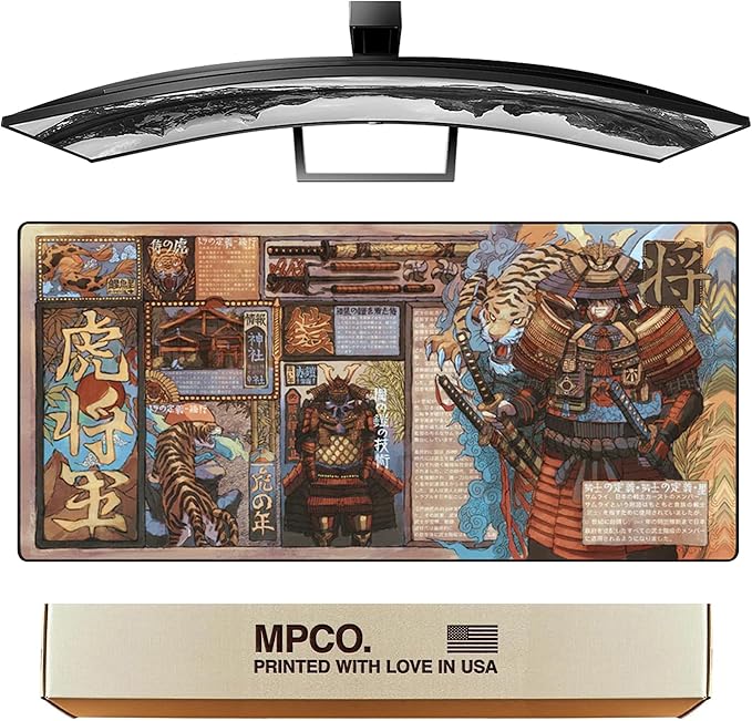 MPCO. Original Large Gaming Desk Mat – 36" x 17" Duraglyde Masterpiece Taimuzu Full Desk Mouse Pad for Smooth Precision – Non-Slip, Washable Extra-Large PC Mouse Pad for Gaming Sessions