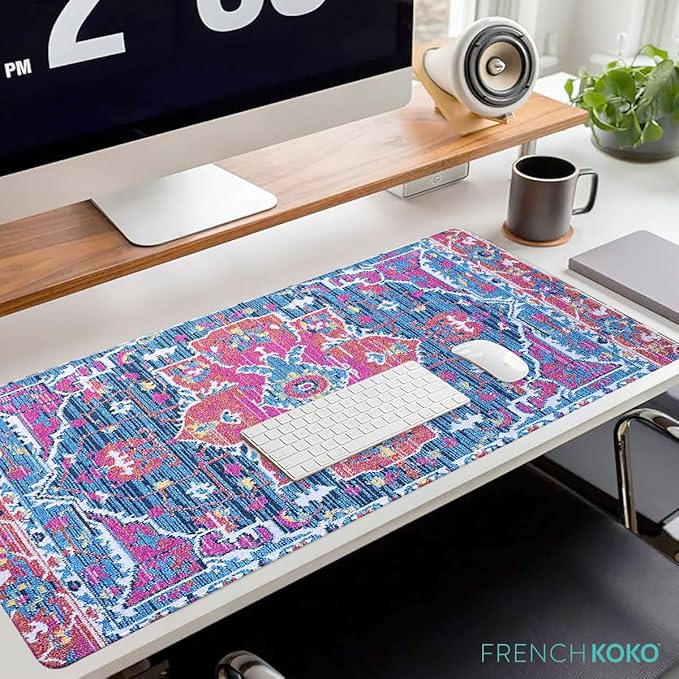 French KOKO Large Mouse Pad, Desk Mat, Keyboard Pad, Desktop Home Office School Essentials College Cute Decor Big Extended Laptop Protector Computer Accessories Pretty Mousepad Women Girls XL