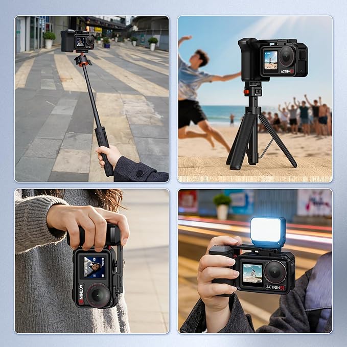 Grip Kit for DJI OSMO Action 5 Pro (for Original Cage), Handle Holder Expansion Mount DSLR Style with Shutter Button for DJI Osmo Action 5 Pro 4 3 Camera Accessories