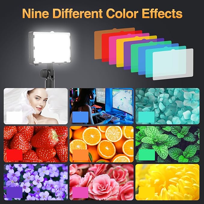 EMART 60 LED Continuous Portable Photography Lighting Kit for Table Top Photo Camera Video Recording Studio Light Lamp with Adjustable Tripod Stand & Color Filters - 2 Packs