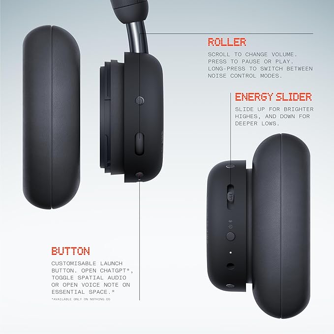 CMF BY Nothing Headphone Pro Active Noise Canceling Wireless Headphones Bluetooth 5.4 Over The Ear Headset, 50H ANC Playtime, Bass&Treble Slider, Custom EQ&Spatial Audio, Hi-Res LDAC, Dark Grey
