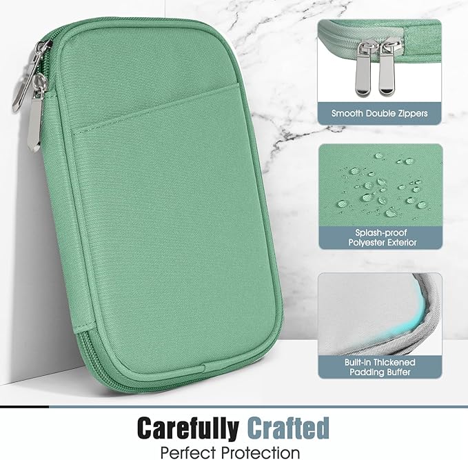 TiMOVO 6-7 Inch Tablet Sleeve for eReader Book Paperwhite/Colorsoft Signature Edition, Protective Sleeve Cover Case with Pocket for E-Reader/Oasis & Kobo Devicess, Bodhi Green