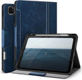 Antbox Case for iPad Pro 12.9'' 6th Generation (2022) 5th/4th/3rd Generation (2021/2020/2018), Built-in Pencil Holder Auto Sleep/Wake Function PU Leather Smart Cover (Blue)