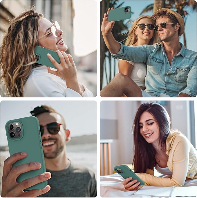 OTOFLY Designed for iPhone 14 Pro Case, Silicone Shockproof Slim Thin Phone Case for iPhone 14 Pro 6.1 inch (Pine Green)