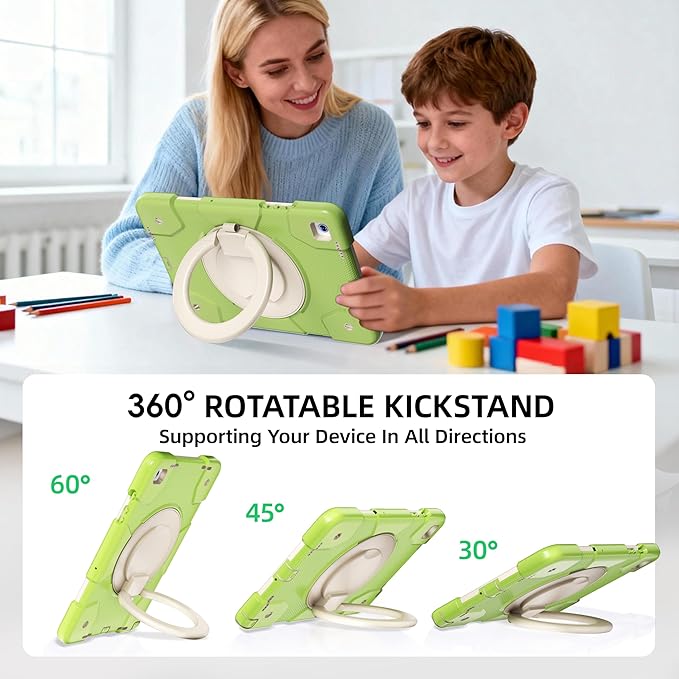 Andnary Case for Samsung Galaxy Tab A11+ Plus/A9+ 11 Inch 2025/2023, Tablet Case for Samsung Galaxy A9 Plus/A11+ with Screen Protector/360° Rotating Stand/Pen Holder/Shoulder Strap (Green)