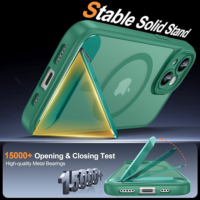 Magnetic Compatible with iPhone 15 Case, [Built-in Invisible Kickstand][Compatible with MagSafe][Full Camera Protection] Translucent Matte Phone Case for iPhone 15 6.1" Cyan