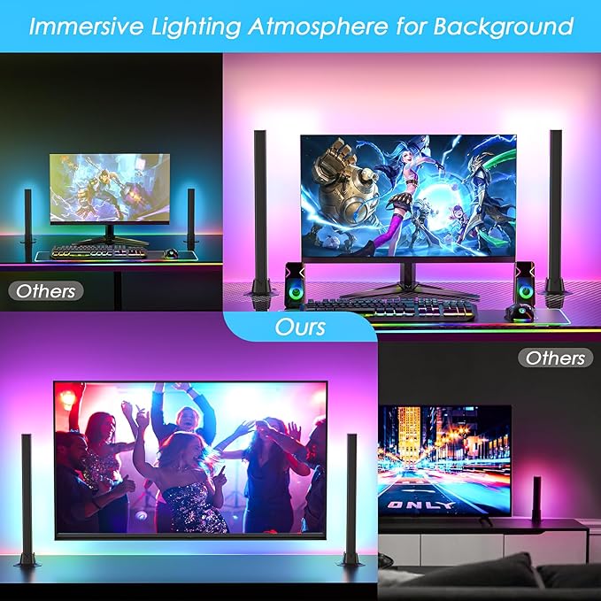 16.5" Smart Light Bar, LED Light Bar for Room, 16 Million Colors Changing, 213 Preset & 8 Scene Modes, Dynamic Music Sync, 3 Control Modes, RGB & IC Ambient Backlight for TV, Gaming Room