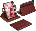 DTTO for iPad mini 7 (A17 Pro) Case, iPad mini 7th / 6th Generation Case (2024/2021), 360 Degree Rotating Premium Leather Folio Stand Cover with Pencil Holder, Burgundy Red