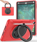 BATYUE Case for iPad 6th Generation 9.7 inch 2018, iPad 5th Gen 2017, iPad Air 2/ iPad Pro 9.7'',Shockproof Protective Cover with Pencil Holder &Rotating Kickstand for Kids,Boys,Girls, Red