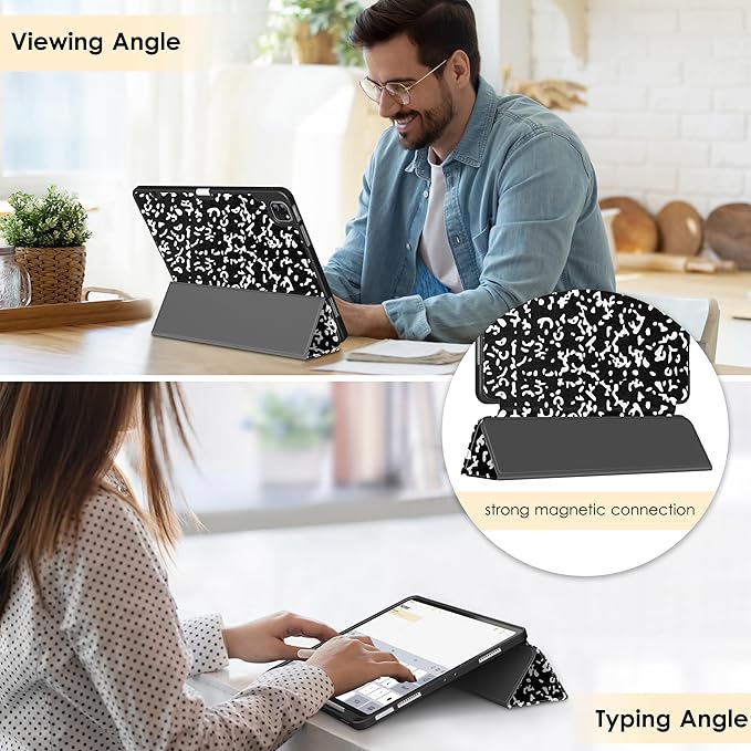DTTO for iPad Air 13 Inch Case M4/M3/M2 2026/2025/2024, iPad Pro 12.9 Inch Case (6th/5th/4th/3rd Gen), Smart Slim Trifold Stand Soft Cover with Pencil Holder, Book