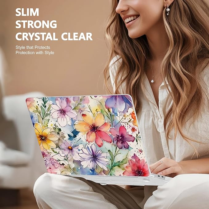 May Chen for MacBook Pro 16 inch A2141 2020 2019 Release, Screen Protector & Keyboard Cover Plastic Soft-Touch Case for MacBook Pro 16-inch with Touch Bar & Touch ID - Abstract Floral