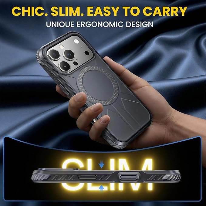 3 in 1 for Heavy Duty iPhone 17 Pro Max Case with Screen Protector & Camera Lens Protector ,7X Military-Grade Drop Protection ,Fits MagSafe ,Rugged & Slim shockproof Case for iPhone 17 Pro Max ,Black