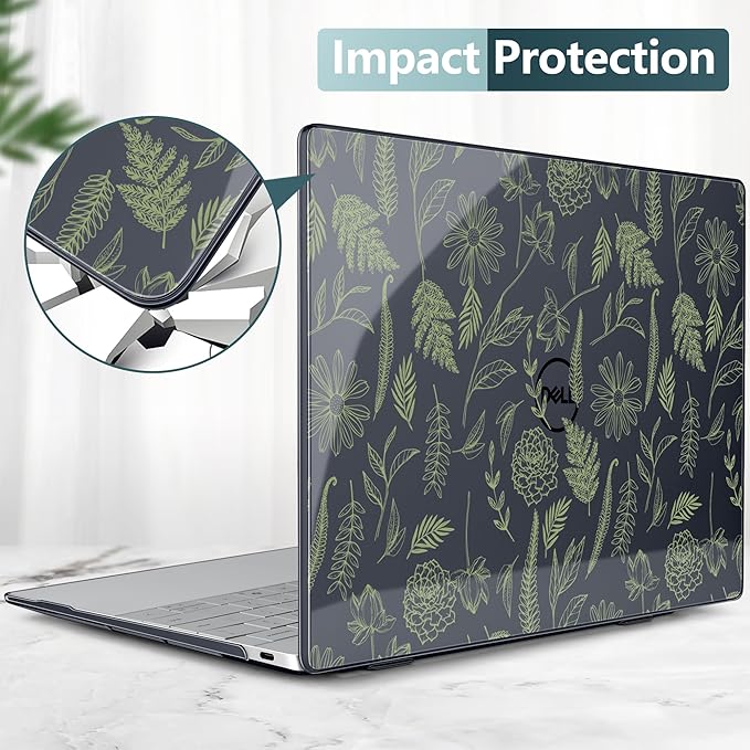 Batianda Case for Dell XPS 13 Laptop Copilot+ PC 13.4" Display 2025 2024 Model Number 9345/9350, Ultra-Slim Lightweight Scratch-Resistant Hard Shell with Professional Protection, Plant Branches