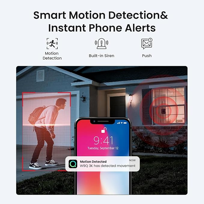 Window Security Camera 2K, Indoor WiFi Cameras 2.4GHz/5GHz, 2 Pack with Colorvue AI Color Night Vision, Person Detection with Auto-Focus, 24/7 Recording Compatible with Alexa & Google Home