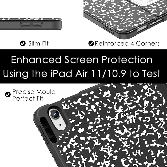 Soke Case for New iPad Air 11 Inch (M3/M2, 2025-2024), iPad Air 5th/4th Generation 10.9 Inch (2020-2022) with Pencil Holder, Soft TPU Back Cover & Auto Sleep/Wake, Book Black