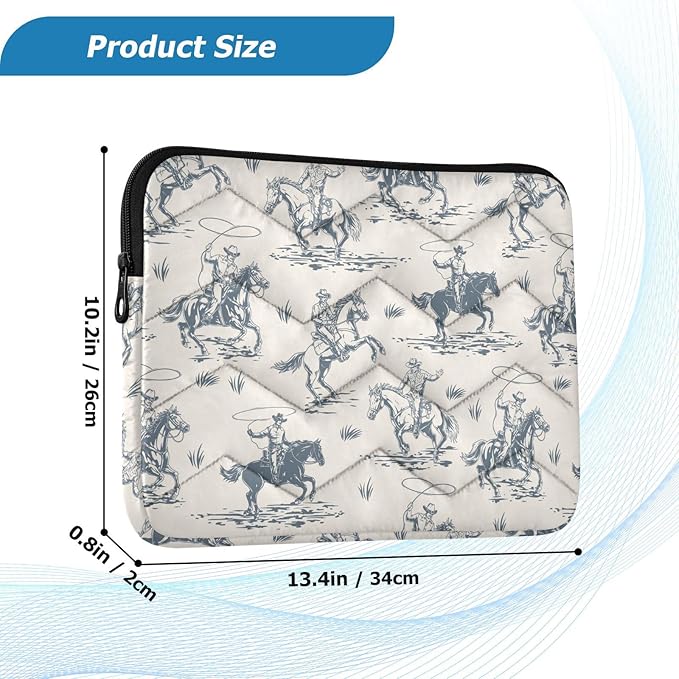 Western Cowboy Laptop Sleeve 13 inch Cute Laptop Bag 14 inch Waterproof Computer Bag for Women Laptop Accessories Computer Cover Bag for Tablet Men