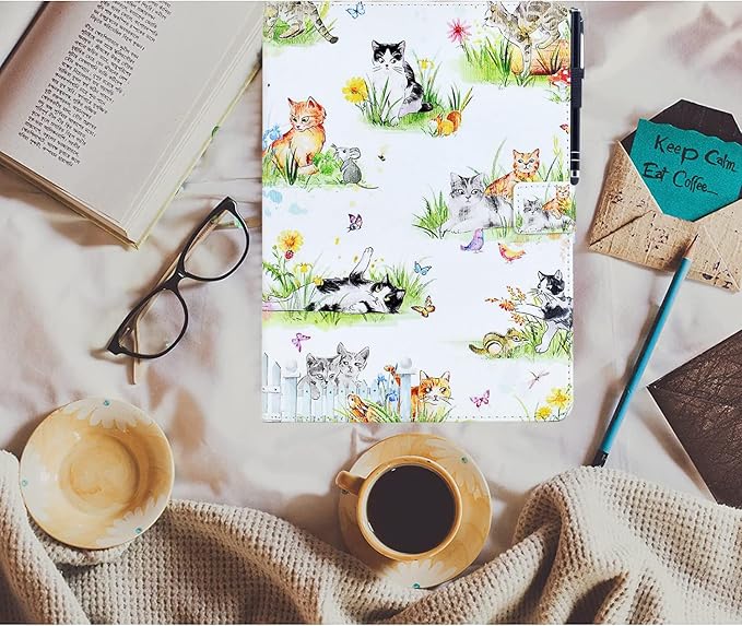 for iPad 9.7 inch Case iPad 6th/5th Generation Case 2018 2017, PU Leather Folio Stand Cute Protective Cover for iPad 9.7 inch/Pro 9.7/Air 2/Air 1, Auto Sleep/Wake, Kitten