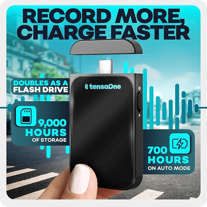 Voice Activated Recorder – Mini Audio Recording Device with Magnetic Mount, Small Portable Digital Recorders, Microphone Devices with AI Smart Noise Reduction, Wireless Sound, 128GB–9000 hrs
