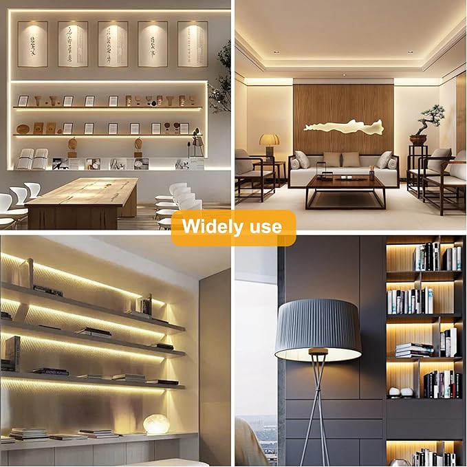 Pandery COB LED Strip Lights Warm White,24V Dimmable led Light Strip KIT with Remote and app Control,2700K 25FT/7.5m 8mm Wide Ra>90 Cuttable Flexible Strip Lights for Bedroom,Wardrobe,Cabinet