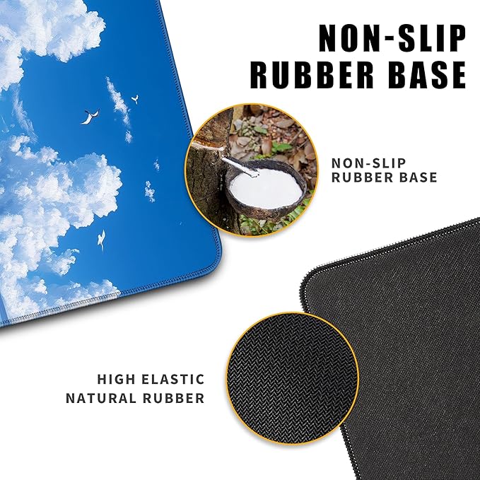 Desk Pad Gaming Mouse Pad Beach Large for Desk Computer Pc Laptop Office Decor, Mouse Keyboard Mat Stitched Edges Non-Slip Rubber 31.5x11.8 in