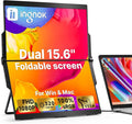 Ingnok 15.6" Dual Monitor, FHD 1080P 100% sRGB Laptop Screen Extender for Windows Mac, with 4 Speakers, 2 HDMI USB C Ports, for Office Gaming Triple Monitor