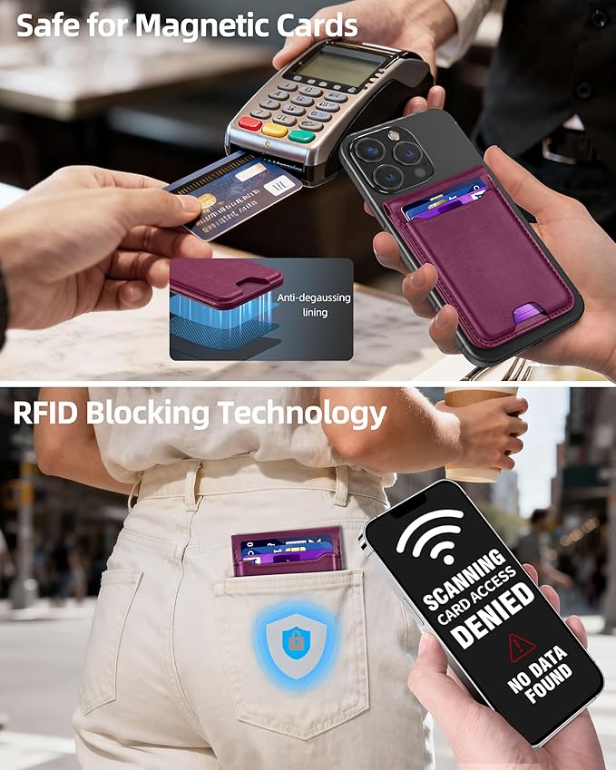 ExtreLife For Magsafe Wallet with Money Clip, Strongest Magnetic Wallet for iPhone 17/16/15/14/13/12 Series, Adjustable Stand, ID Window, 5 Card Holder, RFID Blocking, Not for 13/12 Mini, Cherry