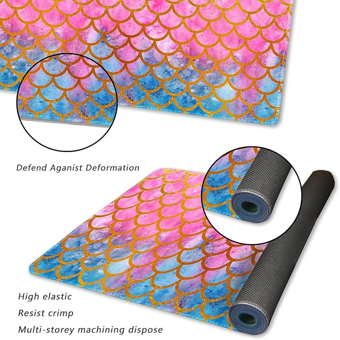 ARTSO Extended Big Mouse Pad Large, XXL Gaming Mousepad Desk Pad, 35.1x15.7 inch Long Computer Keyboard Mouse Mat Stitched Edge Non-Slip Desk Decor for Home Office, Pink Scale