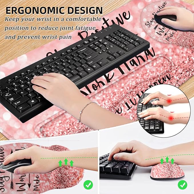 LATEEFAH Mouse Pad with Wrist Rest, Large Mouse Pad, Ergonomic Gaming Desk Pad Keyboard Wrist Rest Set, 4-in-1 Desk Mat Keyboard Mat for Home, Office