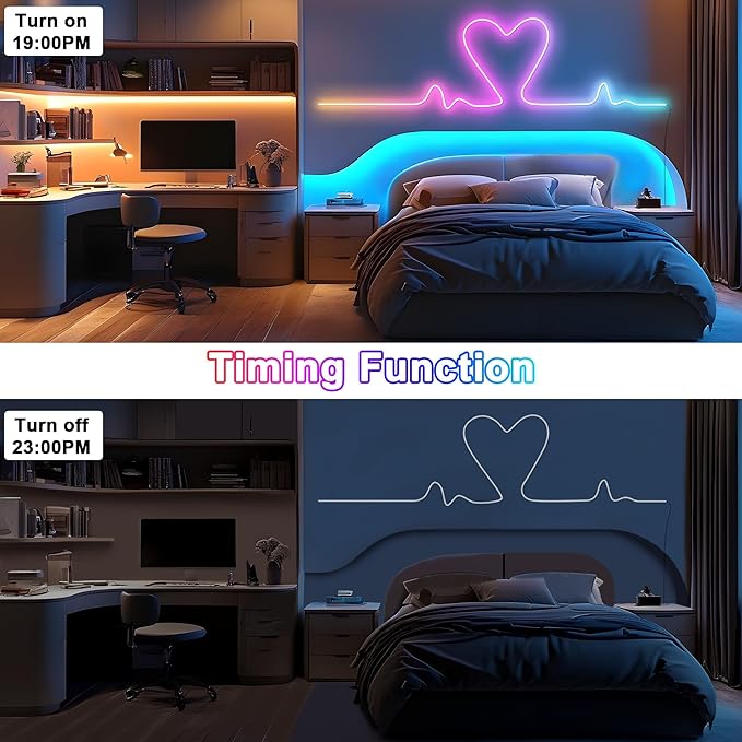 Cozylady RGB Neon LED Rope Lights, Waterproof Bluetooth APP Remote Control Music Sync Strip Lights, 24V Flexible DIY Silicone Light for Bedroom Home Indoor Outdoor Decor (36M/120Ft)
