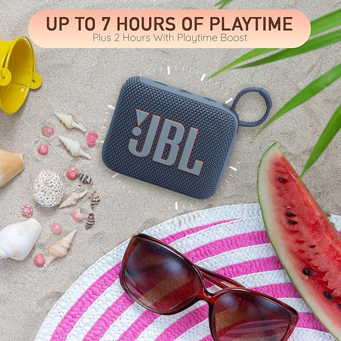 JBL Go 4 Portable Bluetooth Wireless Speaker, IP67 Waterproof and Dustproof Built-in Battery - Blue - Boomph's Comprehensive Ultimate Performance Cloth Solution for Your On-the-Go Sound Experience