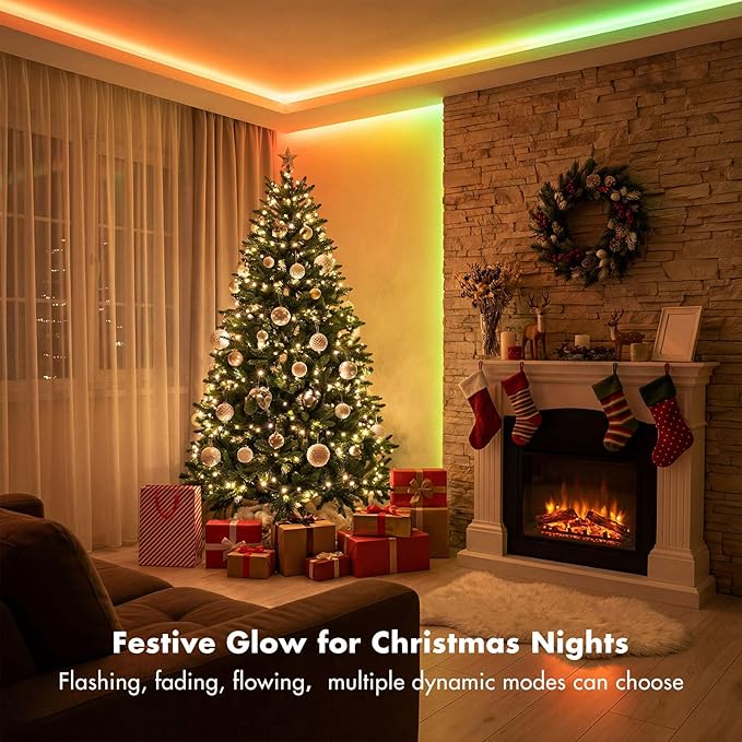 MFWW 100FT Strip Lights, Smart IC RGB LED Lights Multiple Colors on One Line, App+Remote Control, Timing, Multimodal, Music Sync, Color Changing Lights for Bedroom, Party Home Decor