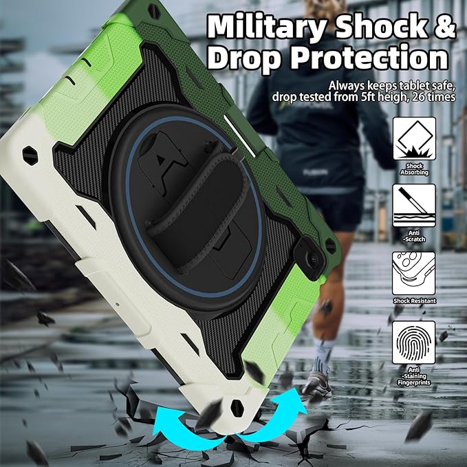 for Air 11 inch Case M3 2025 / M2 2024, Air 7th/6th Generation-with HD Screen Protector, 360 Rotating Kickstand/Hand Strap, Shoulder Strap, Pen Holder, Heavy Duty Military Grade- Kids Friendly