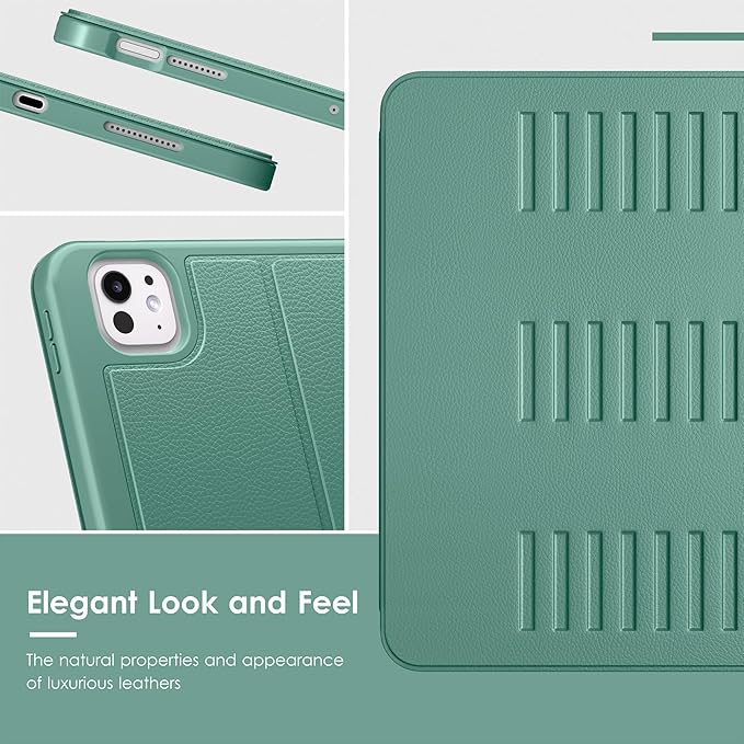 VIKESI Case for iPad Pro 11 inch (M5/M4) 2025/2024,Multiple Angles Magnetic Stand Cover,Shockproof Back,Pencil Holder,and Auto Sleep/Wake,Forest Green