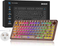 Transparent Mechanical Keyboard, 80-Key RGB Backlit Wireless Gaming Keyboards, Hot Swap Customizable Clear Acrylic Design, Quiet Linear Switches, 3 Modes BT5.0/2.4G/USB-C 4000mAh Battery (Brown)