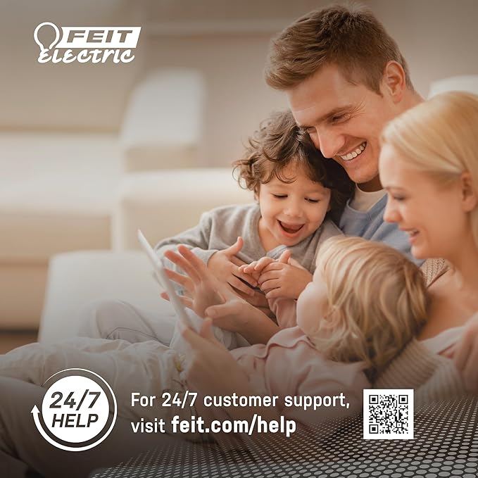 Feit Electric OM60/950CA/AG 60W Equivalent 2.4GHz WiFi Dimmable, No Hub Required, Alexa Google Assistant A19 Smart LED Light Bulb, 4.4" H x 2.3" D, 5000K Daylight