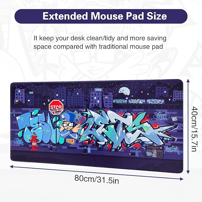Canjoy Extended Mouse Pad 31.5x15.7inch, Gaming Mouse Pad, XXL Large Big Computer Keyboard Mouse Mat Desk Pad with Non-Slip Rubber Base and Stitched EDG