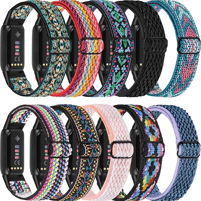 Adjustable Elastic Nylon Watch Band Compatible with Fitbit Luxe for Women Men,Soft Stretch Replacement Band for Fitbit Luxe Fitness and Wellness Tracker