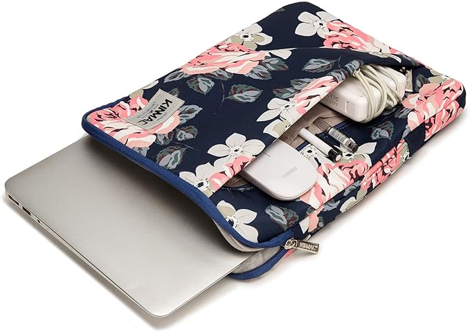 Kinmac 360 Degree Protective Laptop Sleeve Case Bag with Handle for MacBook Air 15 inch and 15 inch-15.6 inch HP Lenovo Dell ASUS Acer Notebook Computer (Rose-Blue)