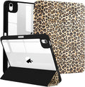 MrARTIST for iPad Air 11 Inch Case M3/M2 - Air 5th/4th Generation 10.9" Cute Women Girls Girly Kawaii Aesthetic Kawaii Design for Apple Air Tablet Cover with Pencil Holder, Leopard Print