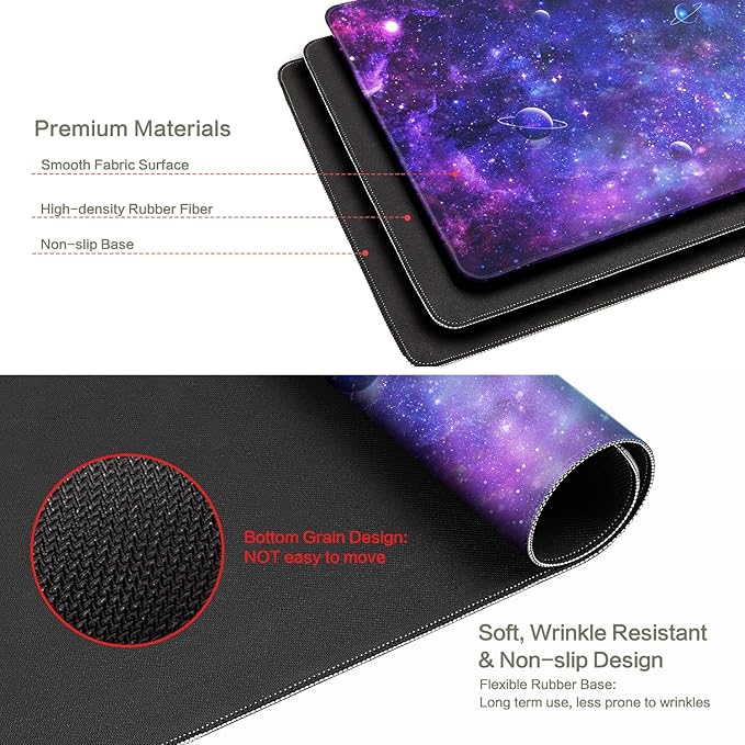 Cyberpunk Space Large Gaming Mouse Pad, Purple Cyberpunk Universe Mouse Pad Cyberpunk Planet Cosmic Desk Mat Anime Desk Pad Mousepad XXL Extended Keyboard Mat Mouse Mat, Waterproof, 31.5x15.7 in
