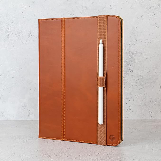Casemade Real Leather Case Compatible with iPad 11th Gen A16 2025 / 10th Gen (2022) - Full-Grain Leather Cover, Auto Sleep/Wake, Dual Stand Position (Tan)