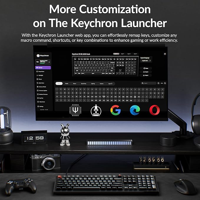 Keychron V6 8K Full Size Wired Mechanical Keyboard with Programmable Knob, 8000 Hz Polling Rate, OSA PBT Keycaps, Hot-swappable Super Banana Switchs, RGB Backlit for Mac Windows Linux