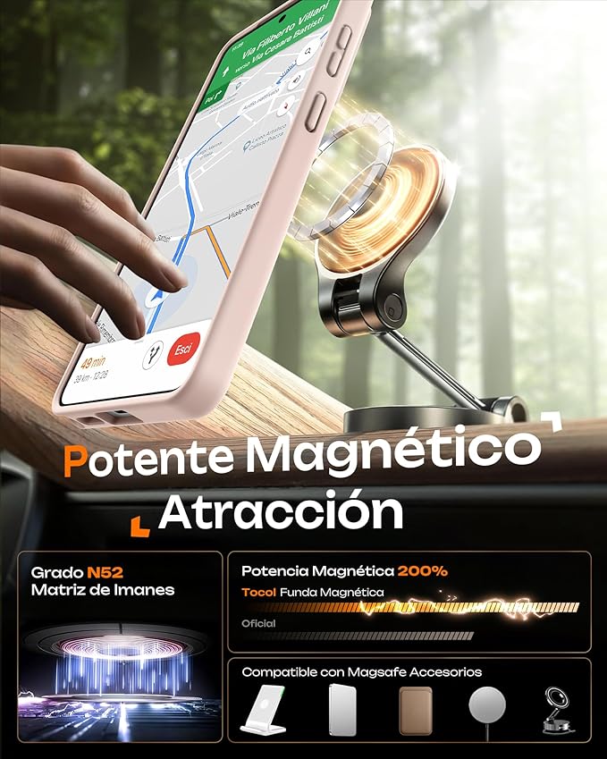 TOCOL for Samsung Galaxy S26 Case, Compatible with Magsafe, Full Camera Protection, Built-in Magnetic Ring, Drop Protection, Translucent Matte Phone Case for S26 6.3 inch (Desert)