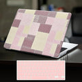 DTangLsm for M5 MacBook Pro 14 inch Case 2026-2021 M4 M3 M2 M1 A3426 A3427 A3434 A3401 A3185 A3112 A2992 A2918 A2779 A2442, Checkered Textured Leather Hard Shell Logo Cutout Case & Keyboard Cover,Pink