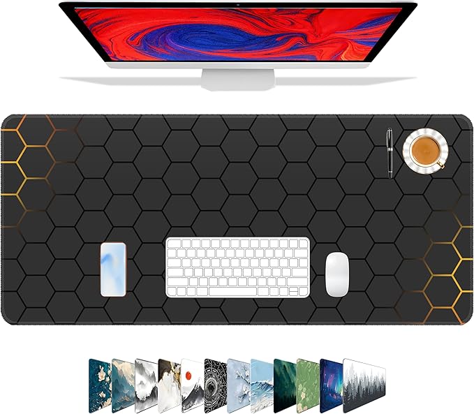Galdas Mouse Pad for Gaming,XXL XL Large Mouse Mat Long Extended Mousepad Desk Mat Non-Slip Rubber Mice Pads Stitched Edges Thin (31.5 x 11.8 x 0.12 Inches) Grid