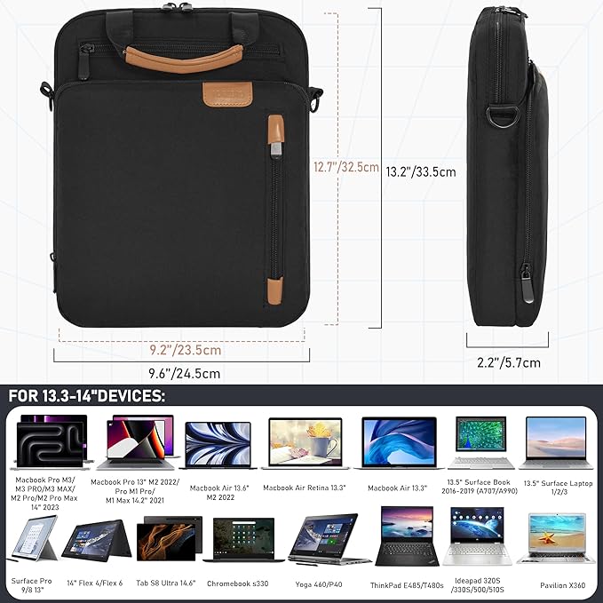 13.3-14 Inch Laptop Sleeve Bag, Padded Carrying Case for New MacBook Neo 13" (A18 Pro), MacBook Pro 14" M5/M4/M3/M2 14" /13", MacBook Air 13.6"/14" M5/M4/M3/M2 2026-2022, Surface Pro AI PC/9/8 13"