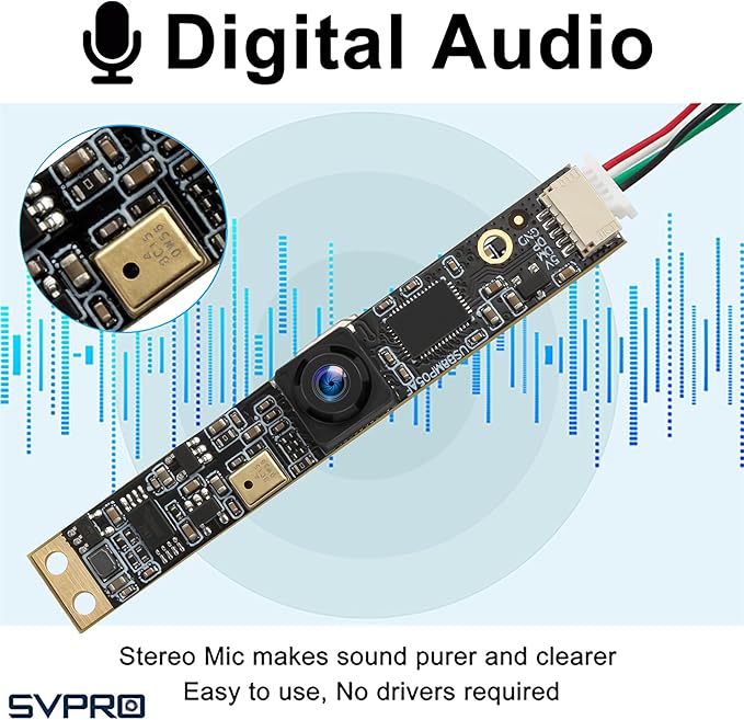 SVPRO 8MP USB Camera Module with Microphone Wide Angle Computer Camera Fixed Focus 4K Lightburn Camera for Laser Engraver Embedded UVC Webcam Board Small Security Camera for PC,Raspberry Pi